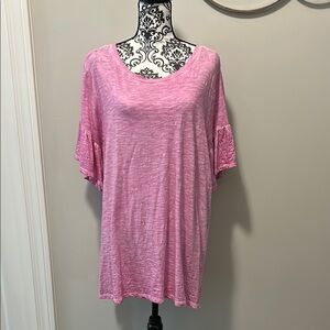 Lane Bryant Pink Flutter Sleeve Tunic Length T-shirt